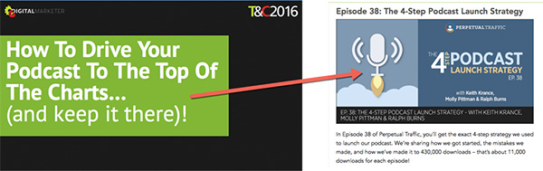 Before “How to Launch a Podcast” became a DigitalMarketer blog post, it was a Perpetual Traffic episode, and before that, it was a presentation at 2016’s Traffic and Conversion Summit.